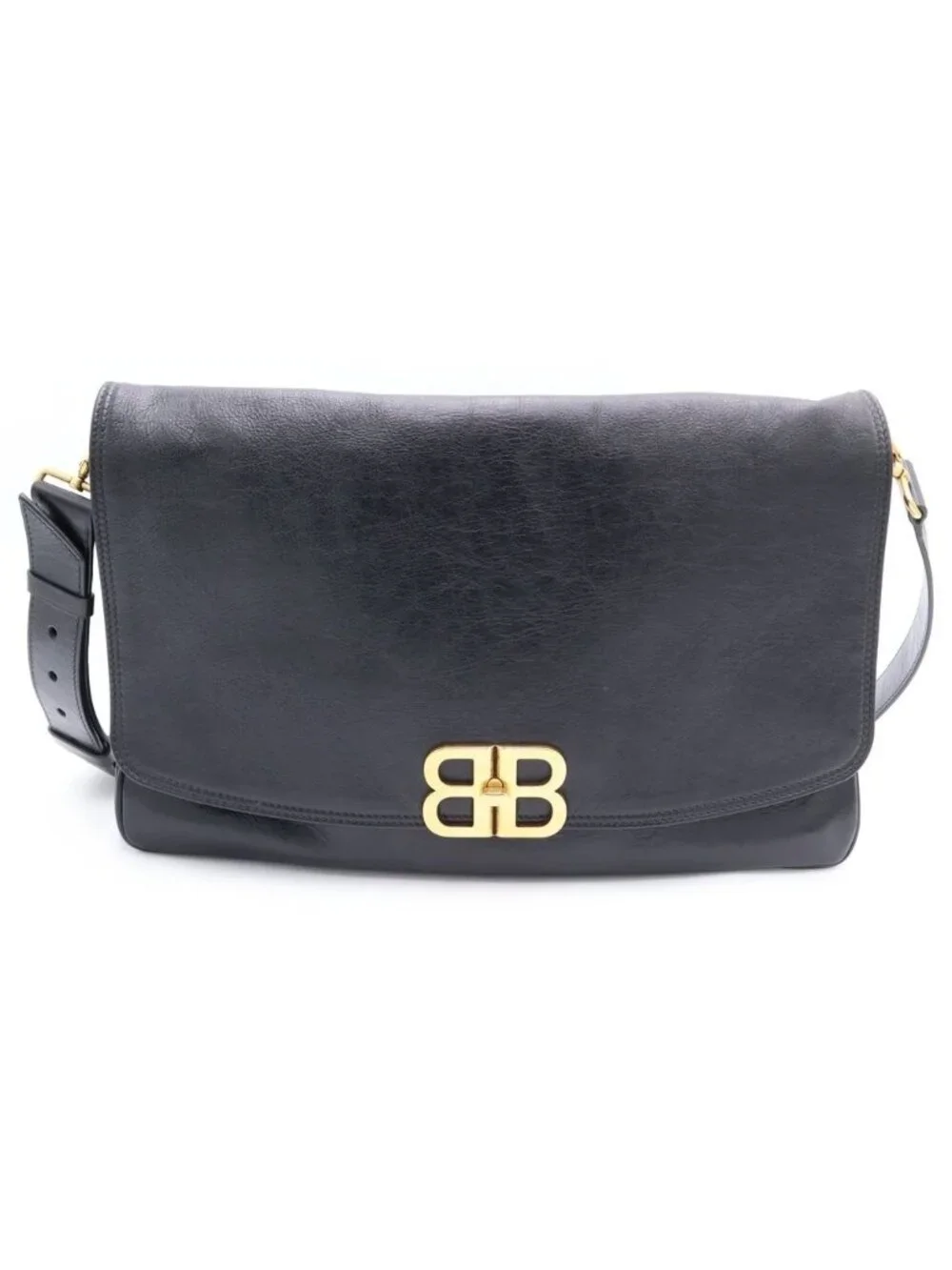 Balenciaga BB Soft Large Flap Bag BB Chain 2-Way Bag Black Gold